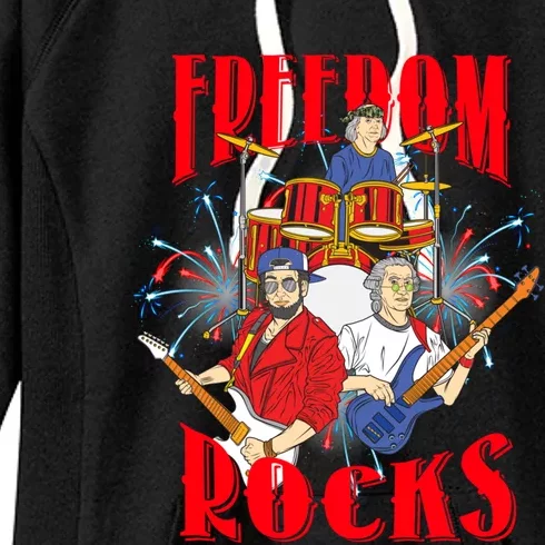 Freedom Rocks Musician Band Members Singer Rock And Roll Gift Women's Fleece Hoodie