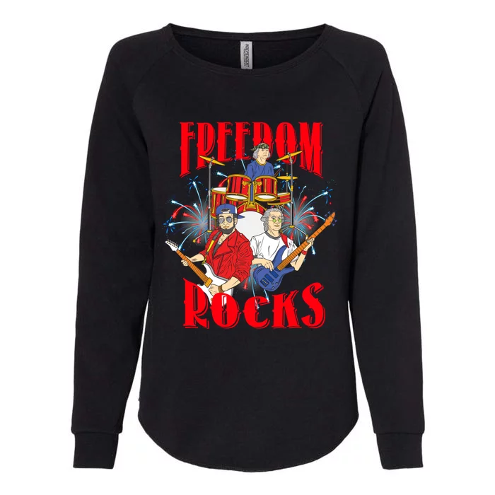 Freedom Rocks Musician Band Members Singer Rock And Roll Gift Womens California Wash Sweatshirt