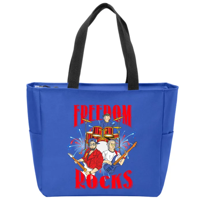 Freedom Rocks Musician Band Members Singer Rock And Roll Gift Zip Tote Bag