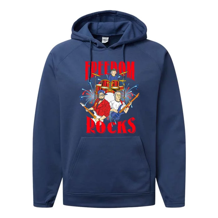 Freedom Rocks Musician Band Members Singer Rock And Roll Gift Performance Fleece Hoodie