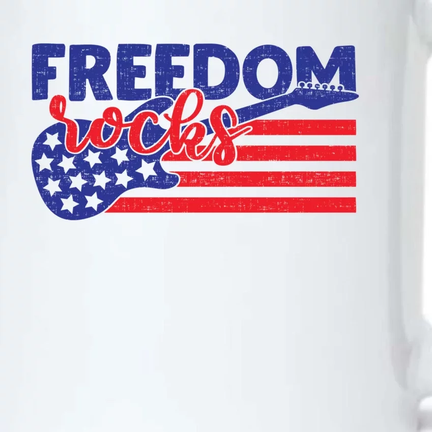 Freedom Rocks Musician Guitarisgift American 4th Of July Gift Black Color Changing Mug