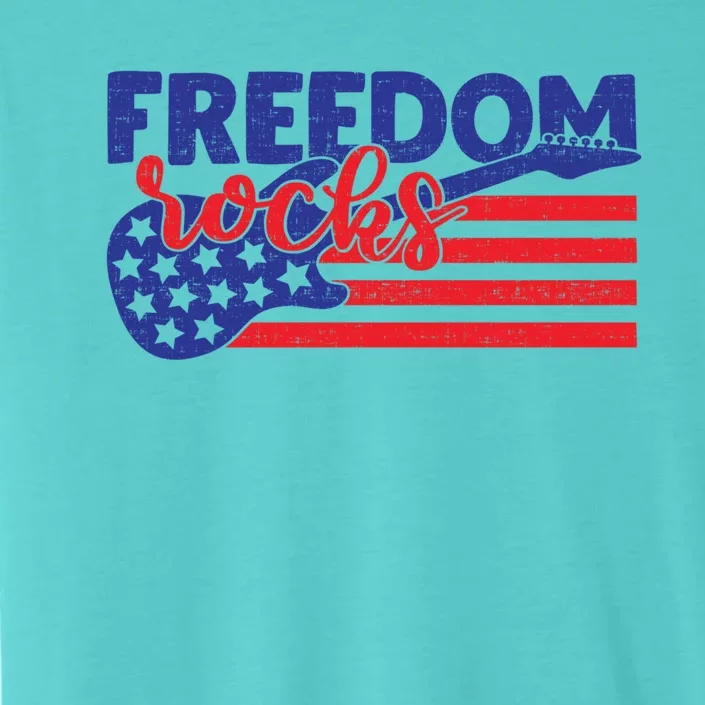 Freedom Rocks Musician Guitarisgift American 4th Of July Gift ChromaSoft Performance T-Shirt