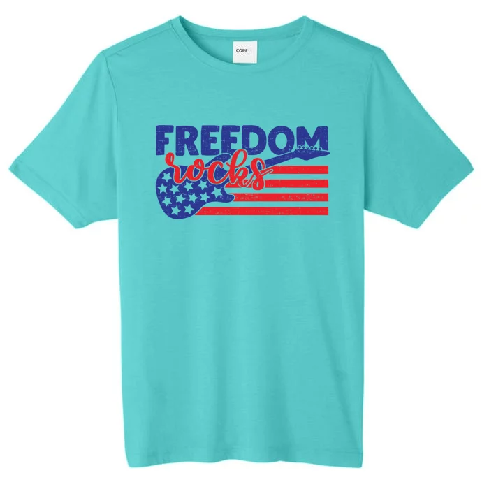 Freedom Rocks Musician Guitarisgift American 4th Of July Gift ChromaSoft Performance T-Shirt