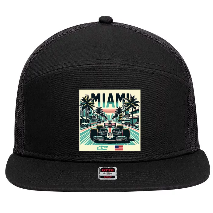 Formula Racing Miami Circuit Retro Usa Pride 7 Panel Mesh Trucker Snapback Hat