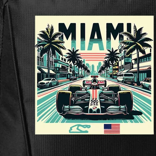 Formula Racing Miami Circuit Retro Usa Pride City Backpack