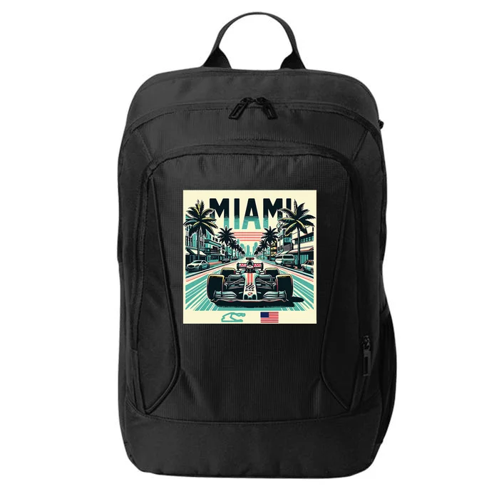 Formula Racing Miami Circuit Retro Usa Pride City Backpack