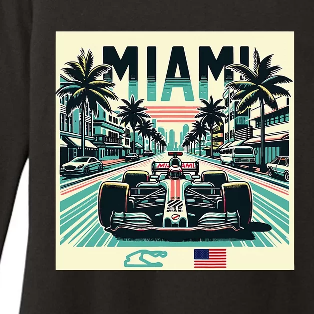 Formula Racing Miami Circuit Retro Usa Pride Womens CVC Long Sleeve Shirt