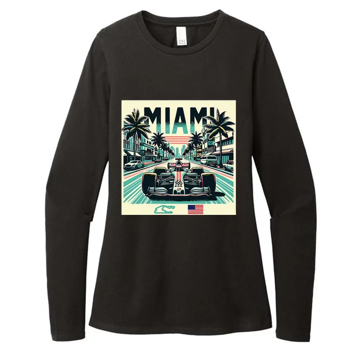 Formula Racing Miami Circuit Retro Usa Pride Womens CVC Long Sleeve Shirt