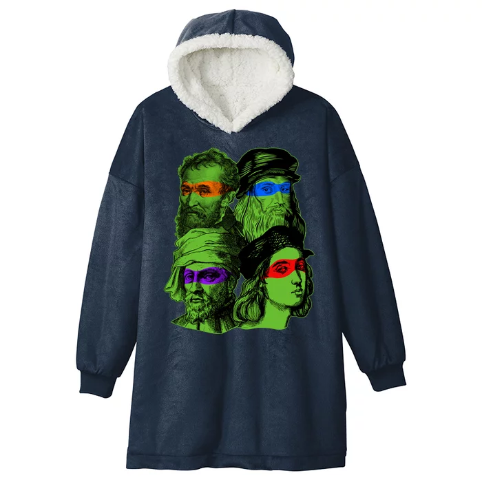 Funny Renaissance Ninja Painters Hooded Wearable Blanket