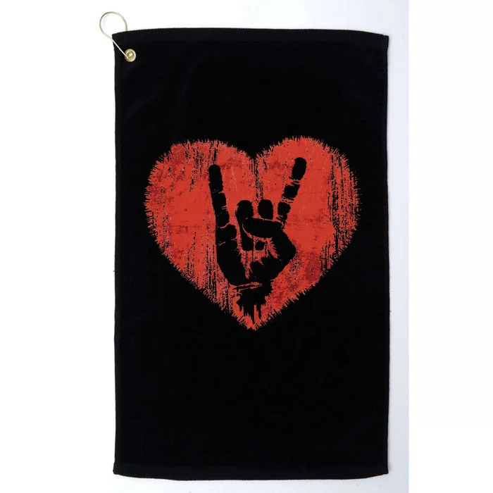 Funny Rock N Roll Music Lover Hand Horns Rock Platinum Collection Golf Towel