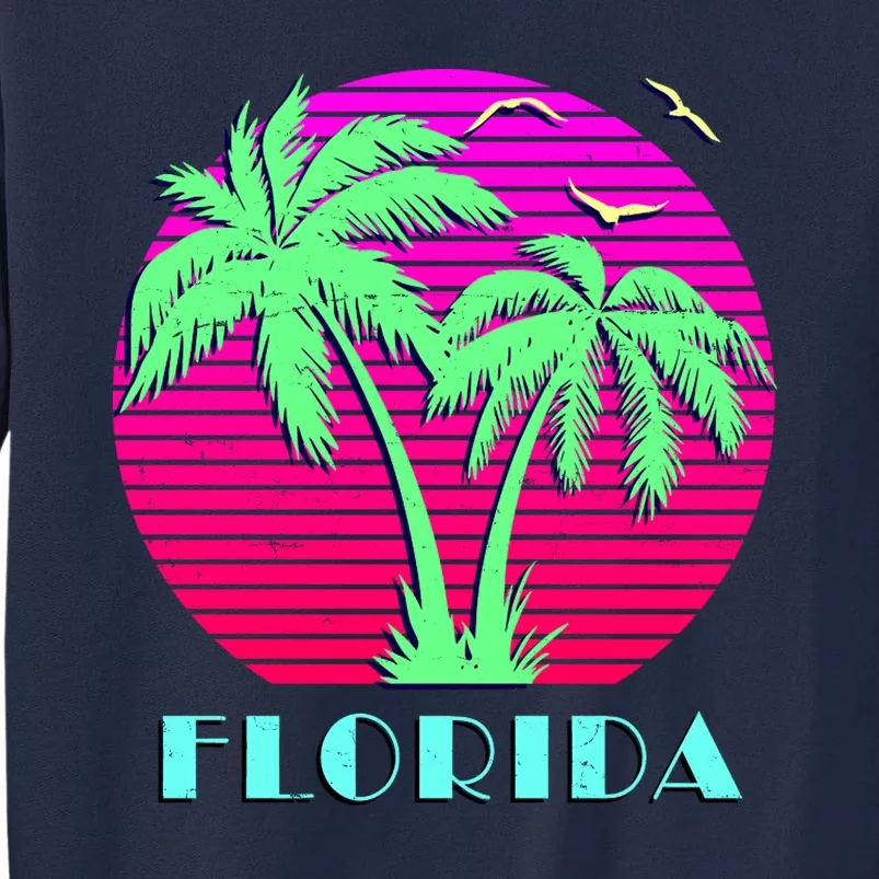 Florida Retro Neon Palm Trees Sunset Tall Sweatshirt