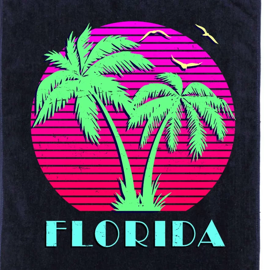 Florida Retro Neon Palm Trees Sunset Platinum Collection Golf Towel