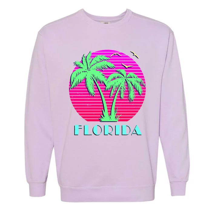 Florida Retro Neon Palm Trees Sunset Garment-Dyed Sweatshirt