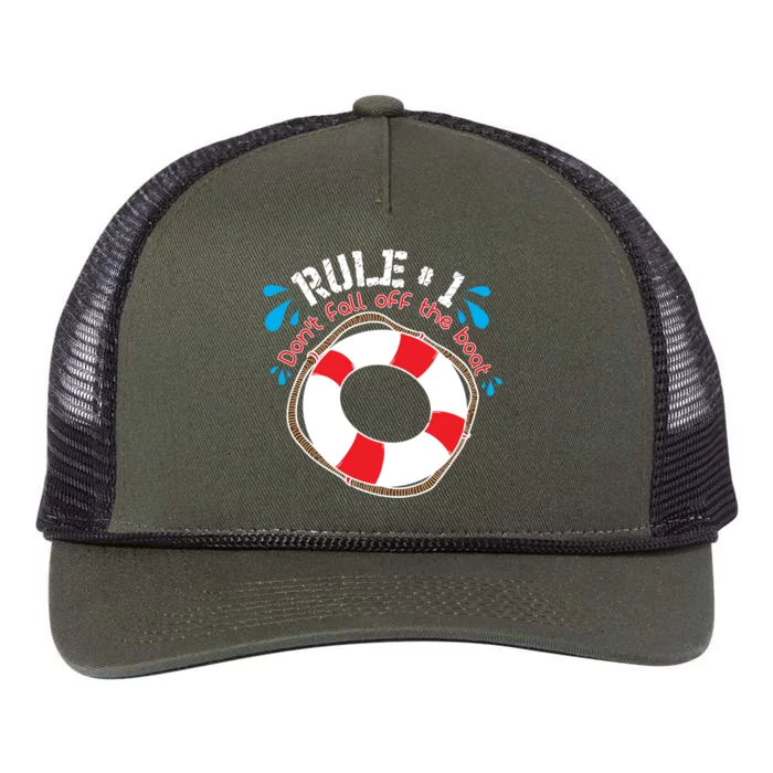 Funny Rule Number 1 Dont Fall Off The Boat Holiday Cruise Gift Retro Rope Trucker Hat Cap