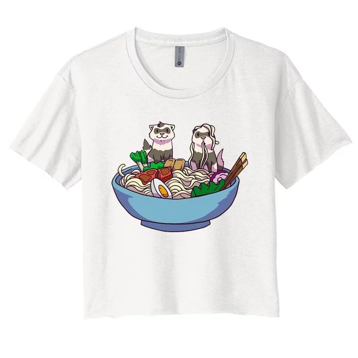 Ferret Ramen Noodles Anime Kawaii Japanese Otaku Gift Women's Crop Top Tee