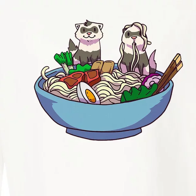 Ferret Ramen Noodles Anime Kawaii Japanese Otaku Gift Cropped Pullover Crew