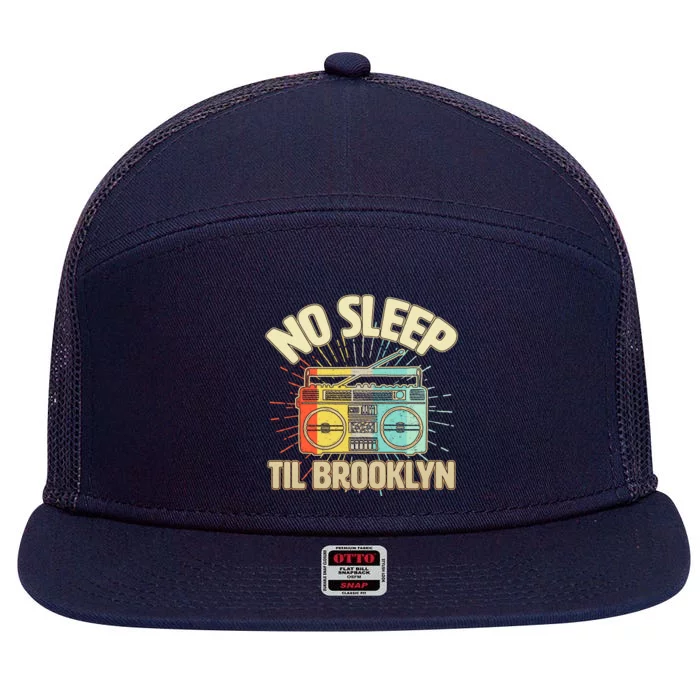 Funny Retro No Sleep Til Brooklyn 7 Panel Mesh Trucker Snapback Hat