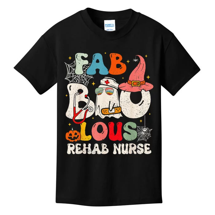 Faboolous Rehab Nurse Groovy Cute Halloween Spooky Season Kids T-Shirt