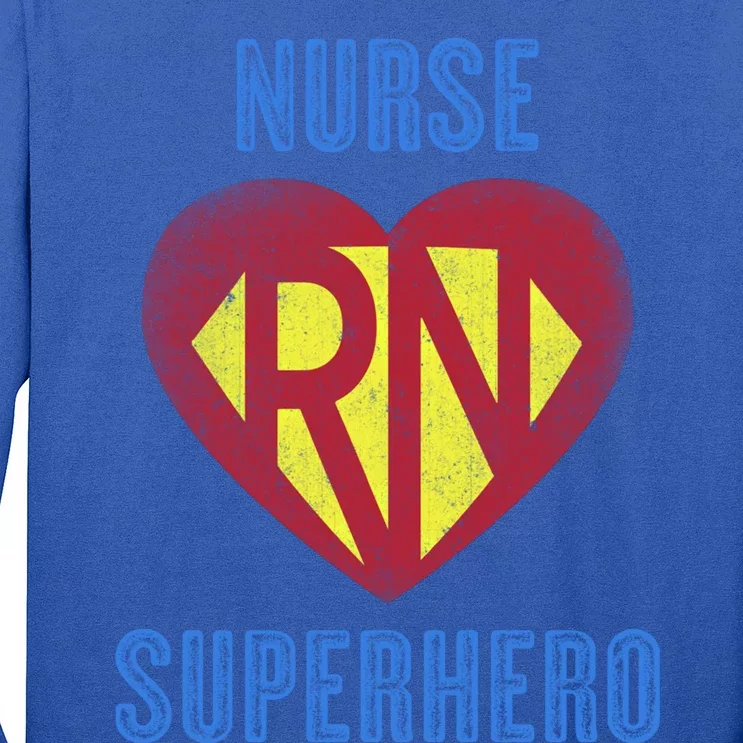 Funny Registered Nurse Superhero Gift Retro Rn Medic Heart Gift Long Sleeve Shirt