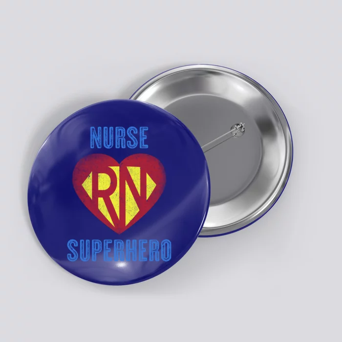 Funny Registered Nurse Superhero Gift Retro Rn Medic Heart Gift Button