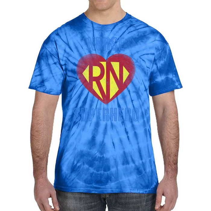 Funny Registered Nurse Superhero Gift Retro Rn Medic Heart Gift Tie-Dye T-Shirt