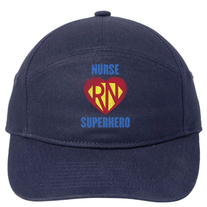 Funny Registered Nurse Superhero Gift Retro Rn Medic Heart Gift 7-Panel Snapback Hat