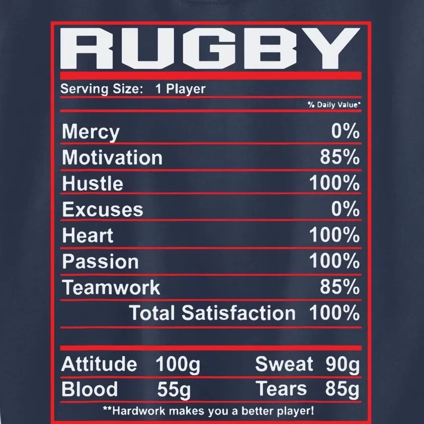 Funny Rugby Nutrition Facts Rugby Player Kids Sweatshirt