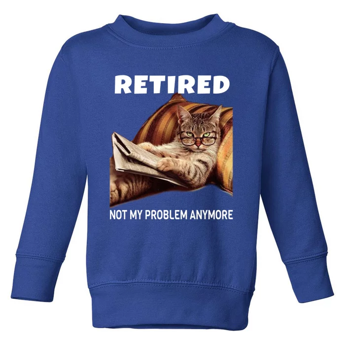 Funny Retired Not My Problem Anymore Gift Funny Cat Retirement Gift Toddler Sweatshirt