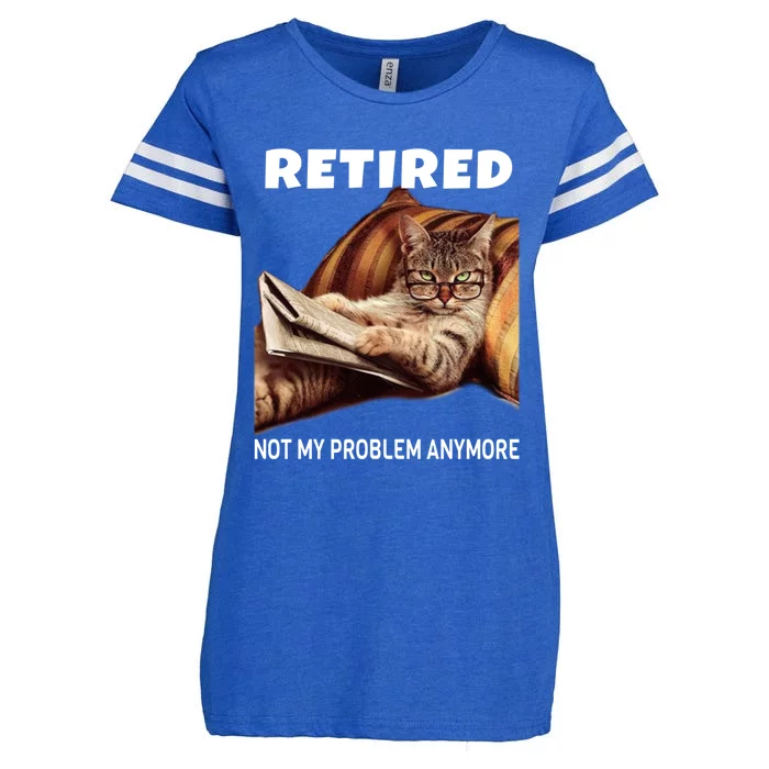 Funny Retired Not My Problem Anymore Gift Funny Cat Retirement Gift Enza Ladies Jersey Football T-Shirt