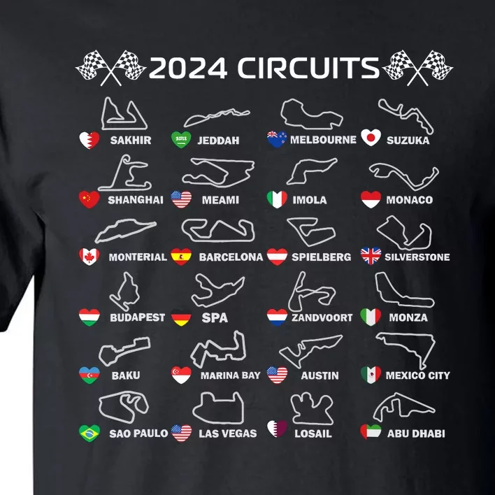 Formula Racing Open Wheel Race Car Fan World Circuits 2024 Tall T-Shirt