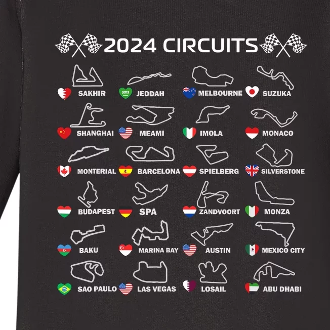 Formula Racing Open Wheel Race Car Fan World Circuits 2024 Baby Long Sleeve Bodysuit