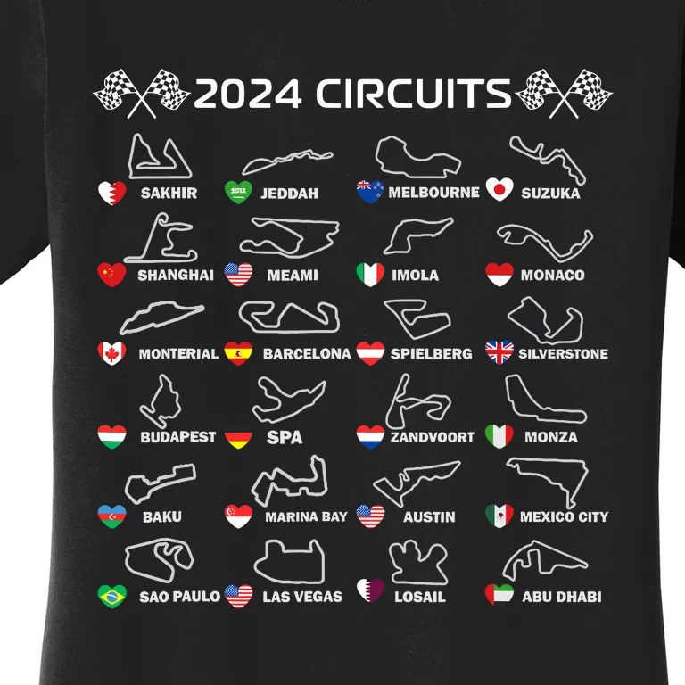 Formula Racing Open Wheel Race Car Fan World Circuits 2024 Women's T-Shirt