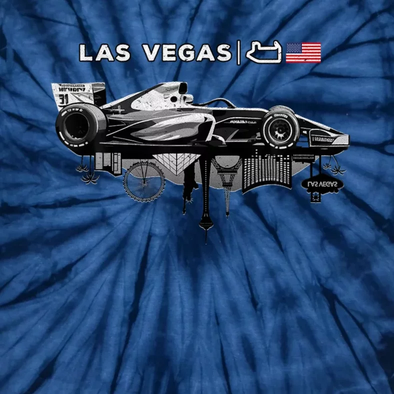 Formula Racing Open Wheel Car Las Vegas Circuit Usa Flag Tie-Dye T-Shirt