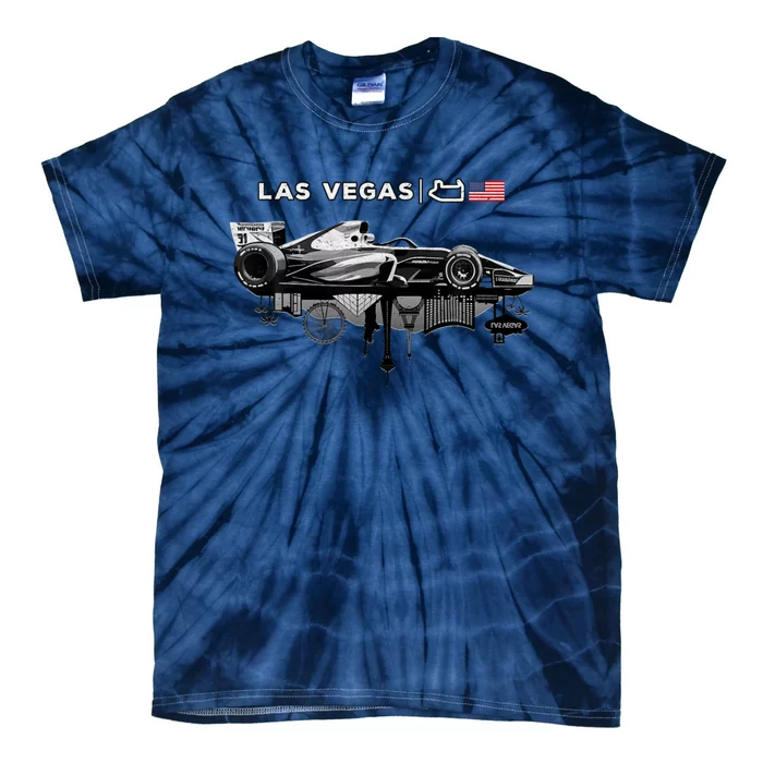 Formula Racing Open Wheel Car Las Vegas Circuit Usa Flag Tie-Dye T-Shirt