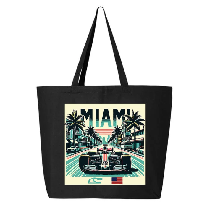 Formula Racing Open Wheel Car Retro Miami Circuit Usa Flag 25L Jumbo Tote