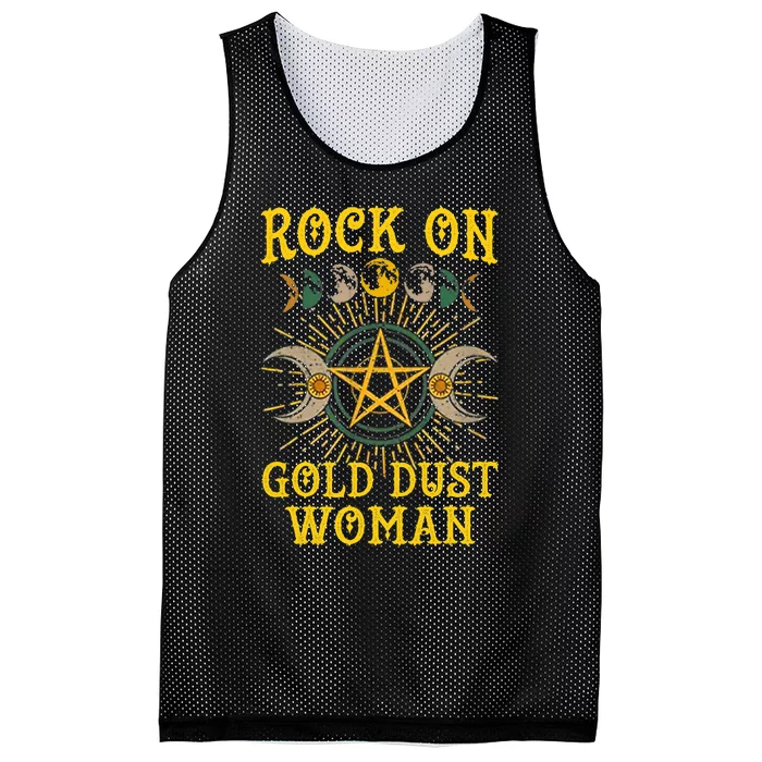 Funny Rock On Gold Dust Woman Gift For Birthday Mesh Reversible Basketball Jersey Tank