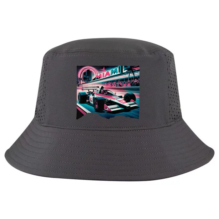 Formula Racing Open Wheel Car Retro Miami Circuit Usa Flag Cool Comfort Performance Bucket Hat