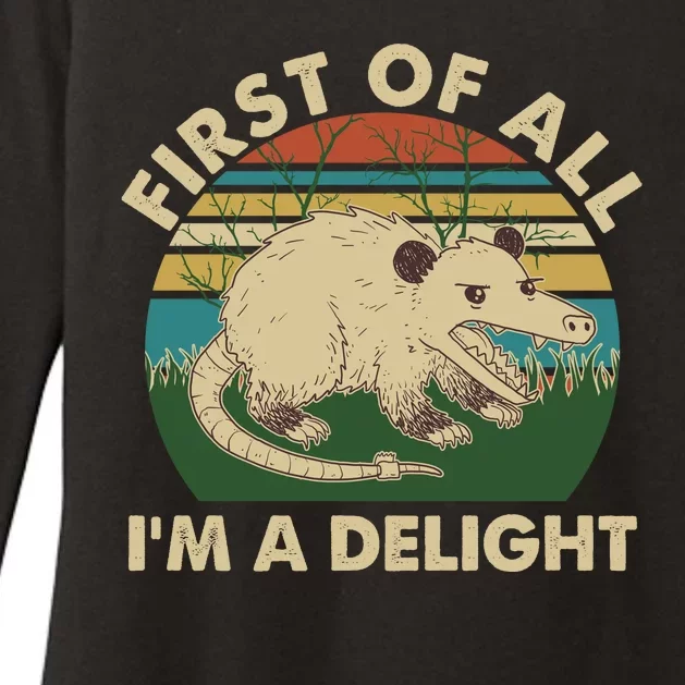 Funny Retro Opossum First Of All Im A Delight Womens CVC Long Sleeve Shirt