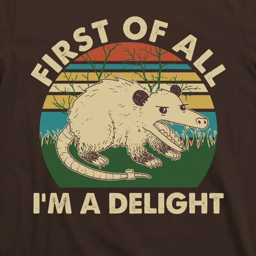 Funny Retro Opossum First Of All Im A Delight T-Shirt