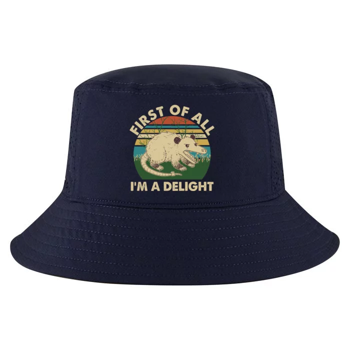 Funny Retro Opossum First Of All Im A Delight Cool Comfort Performance Bucket Hat