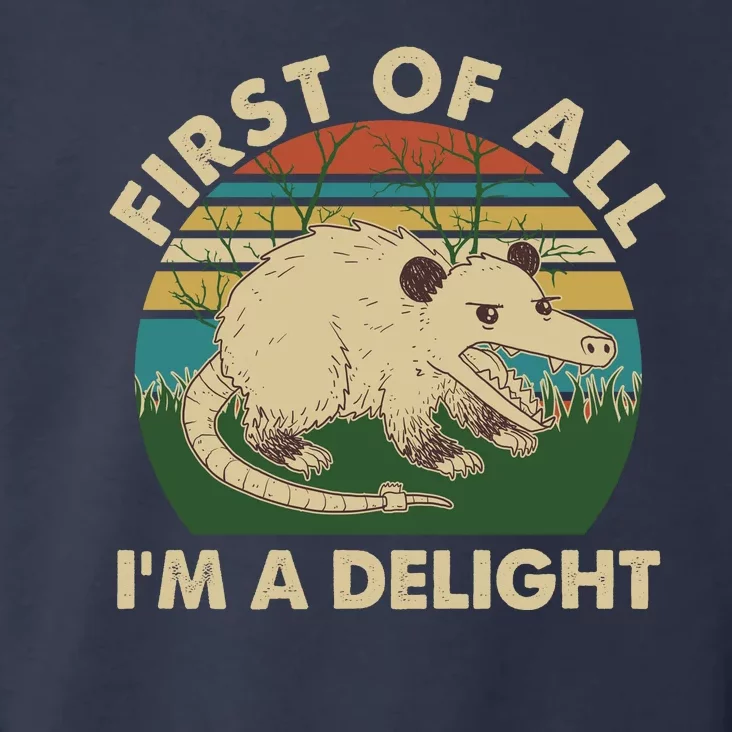 Funny Retro Opossum First Of All Im A Delight Toddler Hoodie