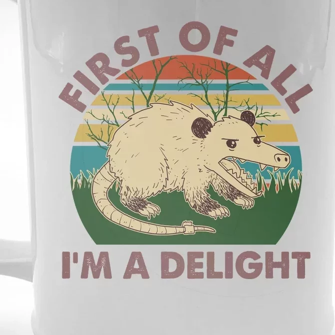 Funny Retro Opossum First Of All Im A Delight Front & Back Beer Stein