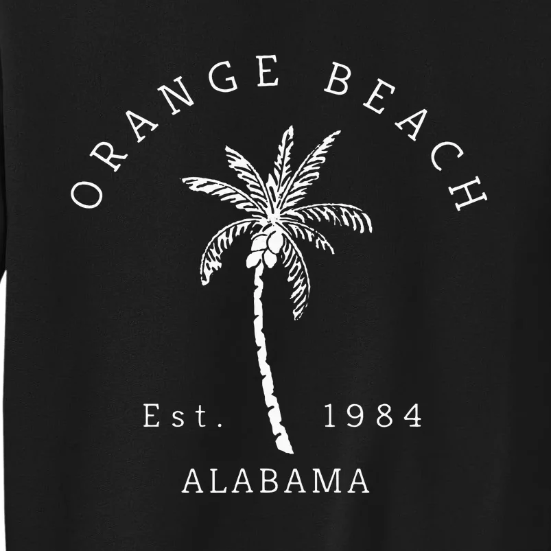 Fun Retro Orange Beach Alabama Novelty Palm Tree Graphic Art Sweatshirt