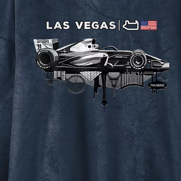 Formula Racing Open Wheel Car Las Vegas Circuit Usa Flag Hooded Wearable Blanket