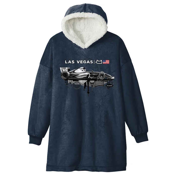 Formula Racing Open Wheel Car Las Vegas Circuit Usa Flag Hooded Wearable Blanket