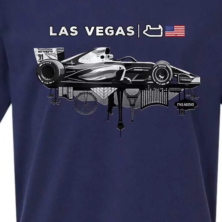 Formula Racing Open Wheel Car Las Vegas Circuit Usa Flag Sueded Cloud Jersey T-Shirt