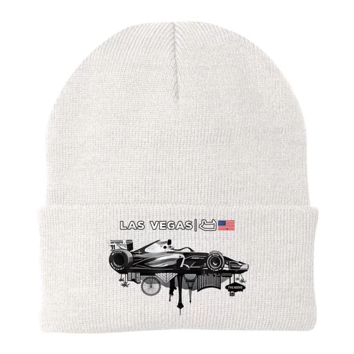 Formula Racing Open Wheel Car Las Vegas Circuit Usa Flag Knit Cap Winter Beanie