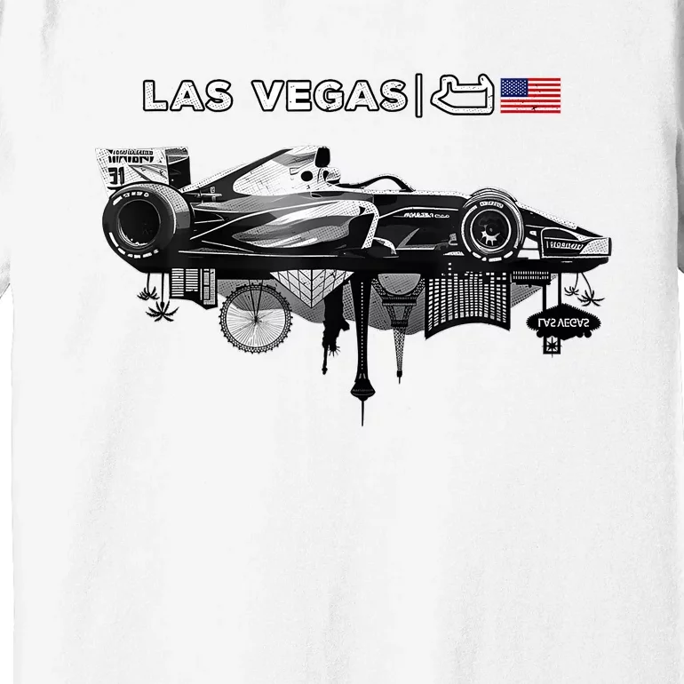 Formula Racing Open Wheel Car Las Vegas Circuit Usa Flag Premium T-Shirt