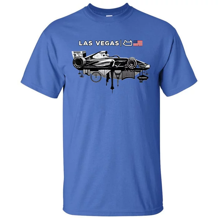 Formula Racing Open Wheel Car Las Vegas Circuit Usa Flag Gift Tall T-Shirt