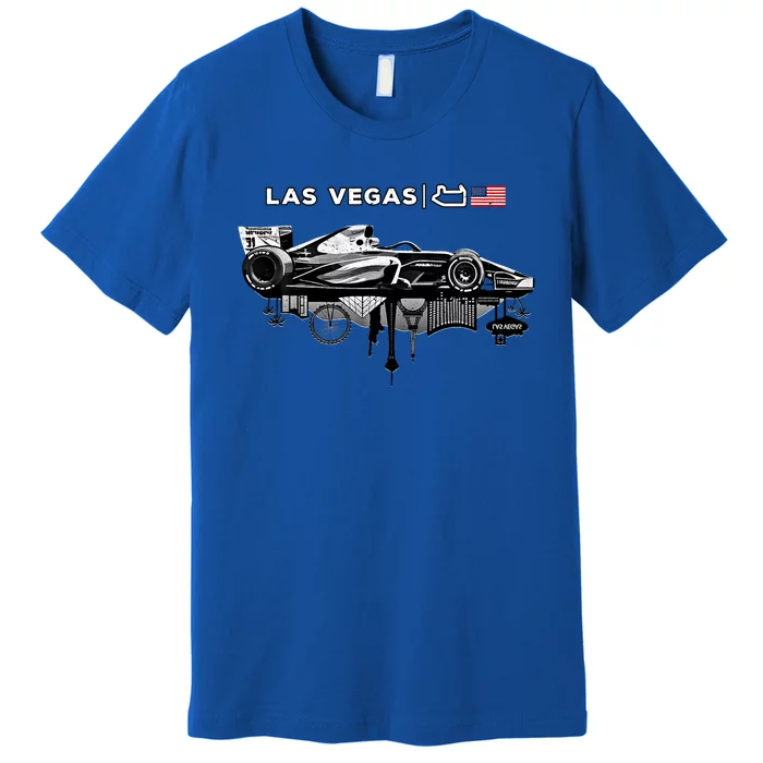 Formula Racing Open Wheel Car Las Vegas Circuit Usa Flag Gift Premium T-Shirt